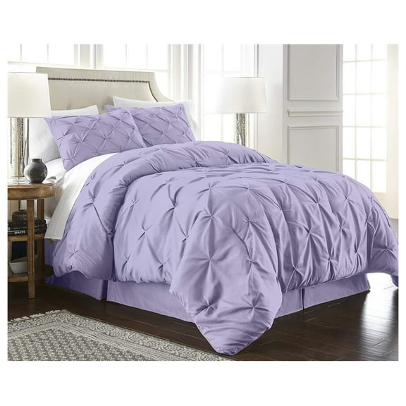 YOSITiuu Berlin 3-Pieces Purple Pintuck Pinch Pleat Comforter Sets, Full