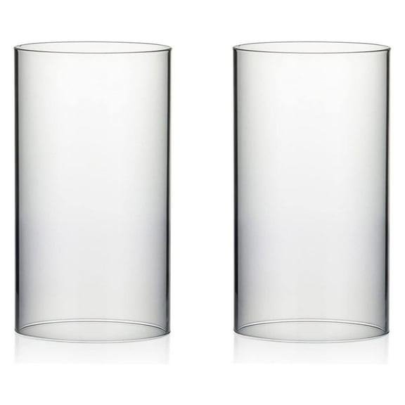 YOSITiuu Candle Holder Sleeve, Wide 5.5", Height 10", 2 Pieces, Clear Glass Cylinder Open Both Ends, Chimney Shade Tube (HST5510_2pc)