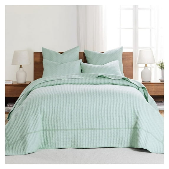 YOSITiuu - Cross Stitch Blue Haze Bedspread Set - Bedspread and One Standard Sham - Cross Stitch Pattern - Bedspread (84x104in.) and Sham (20x26in.) - Cotton