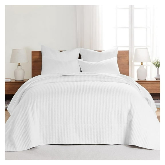 YOSITiuu - Cross Stitch Bright White Bedspread Set - Bedspread and One Standard Sham - Cross Stitch Pattern - Bedspread (84x104in.) and Sham (20x26in.) - Cotton