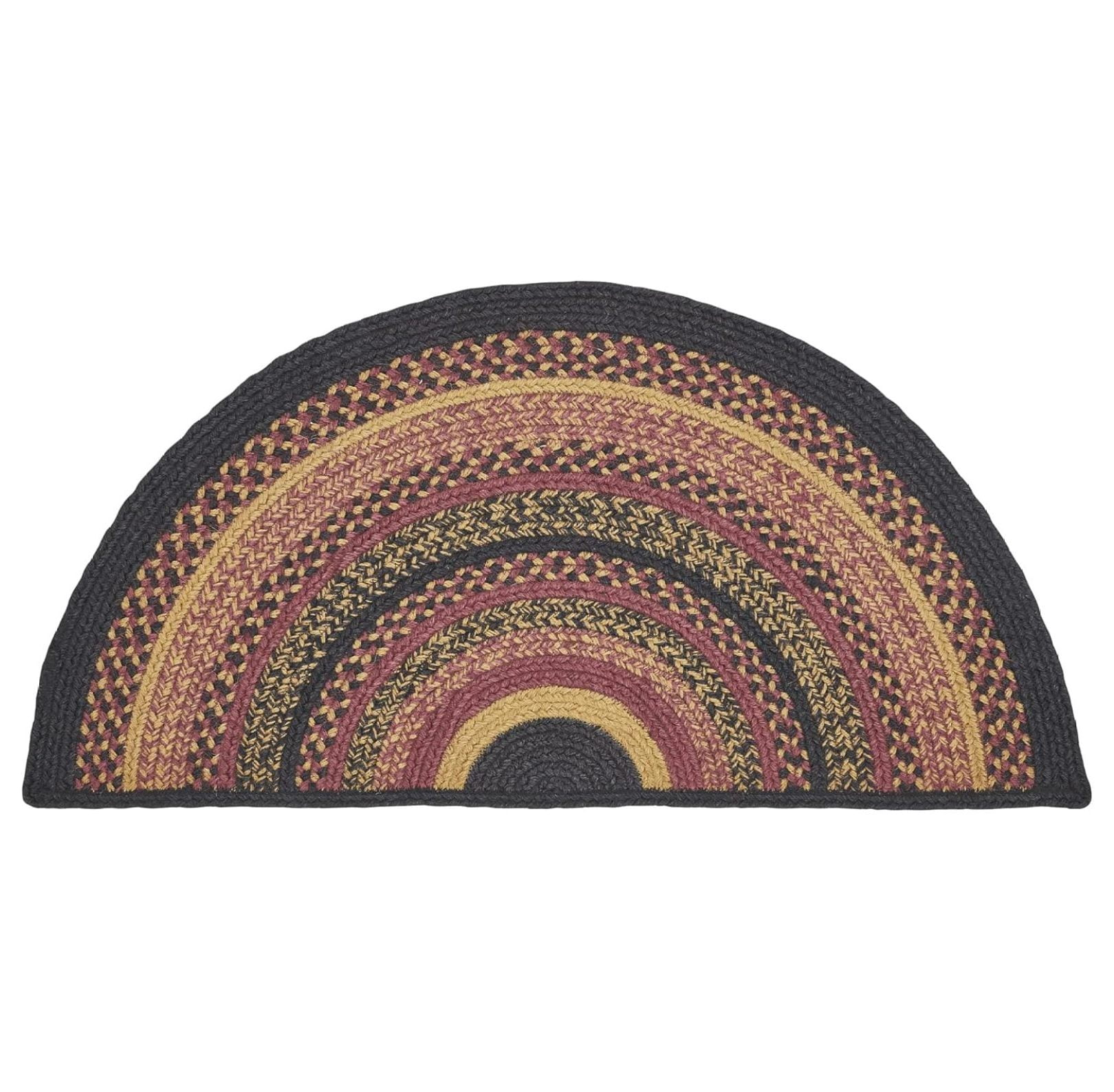 YOSITiuu Farms Braided Jute Rug, NonSkid Pad, Half Circle Door Mat