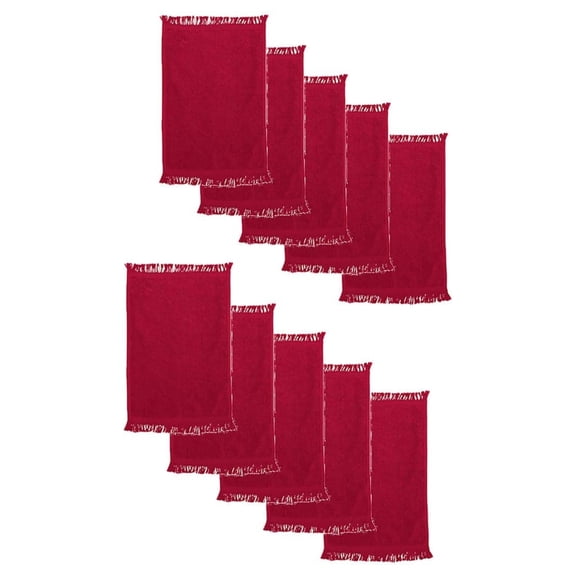 YOSITiuu - Fringed Reversible Fingertip Towel Size: 11" W x 18" L (10 Pack)