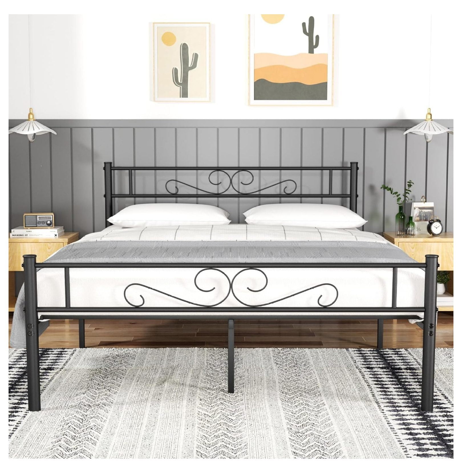 YOSITiuu Full Size Bed Frame with Headboard, 14 Inch Metal Platform