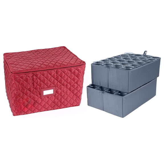 YOSITiuu Keepsakes - Adjustable Glassware Storage - Padded Protection - ID Window - Stain Resistant - Machine Washable - China Storage-Red