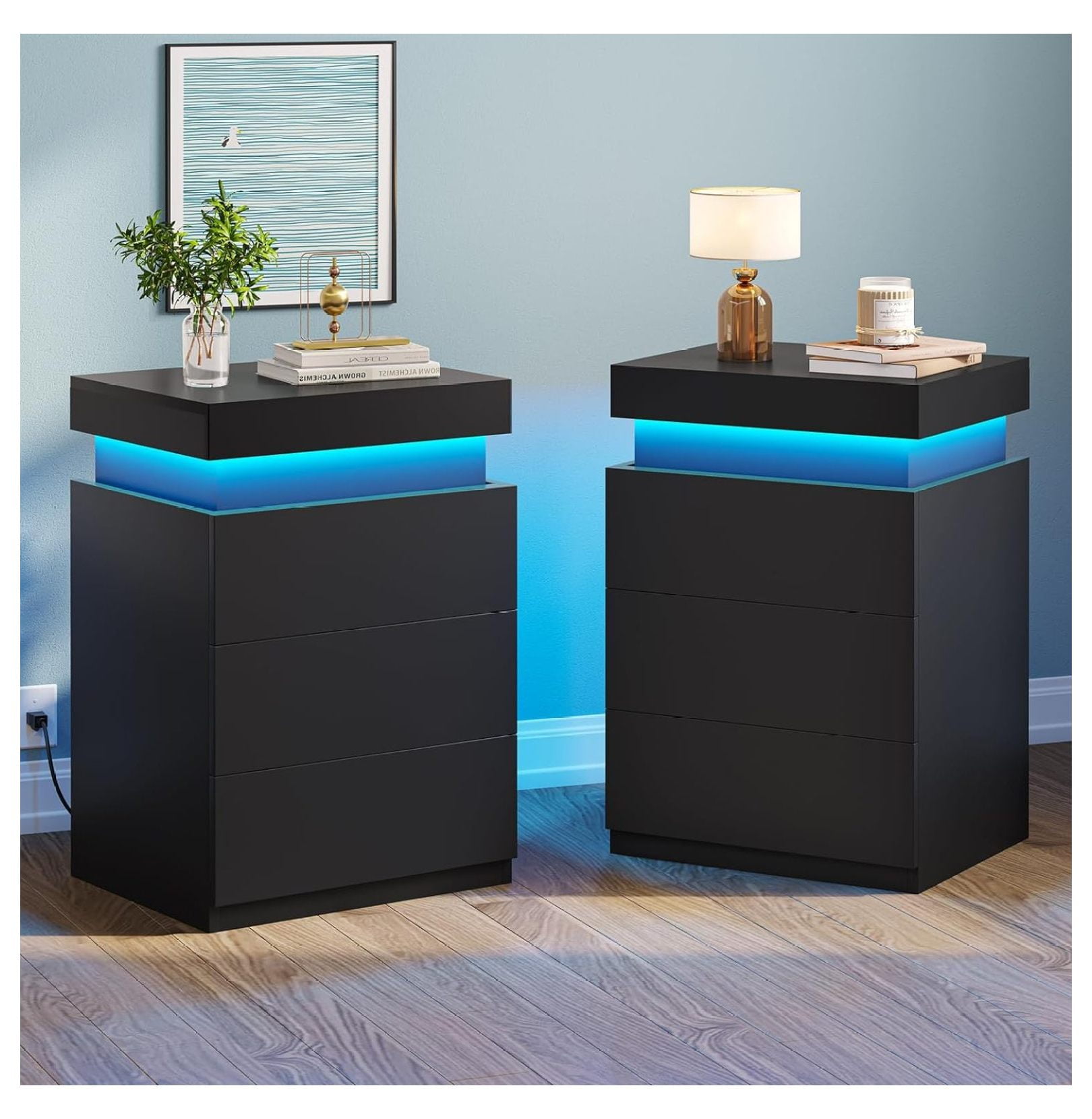 YOSITiuu LED Nightstands Set of 2,Night Stands for Bedroom Set of 2