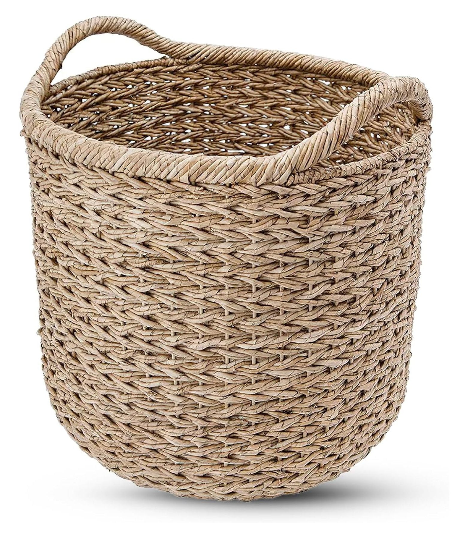 Large Round Seagrass Storage Basket with Handles