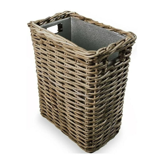 YOSITiuu Large Rectangular Kubu Wicker Waste Basket with Metal Liner, 14.5 in L x 9 in W x 18 in H, Serene Grey