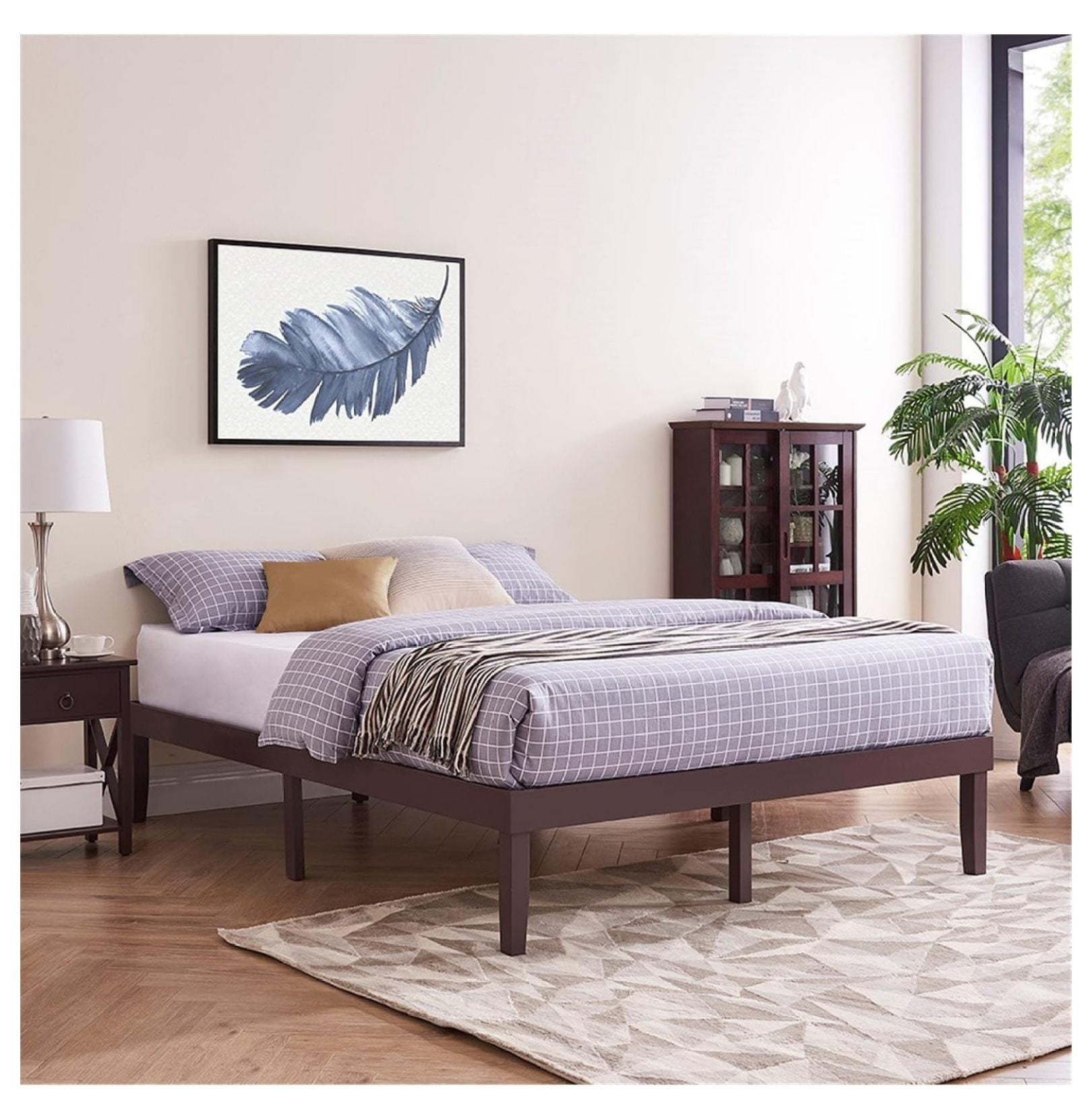 YOSITiuu Linda 14 Inch Solid Wood Platform Bed Frame, No Squeak Bed