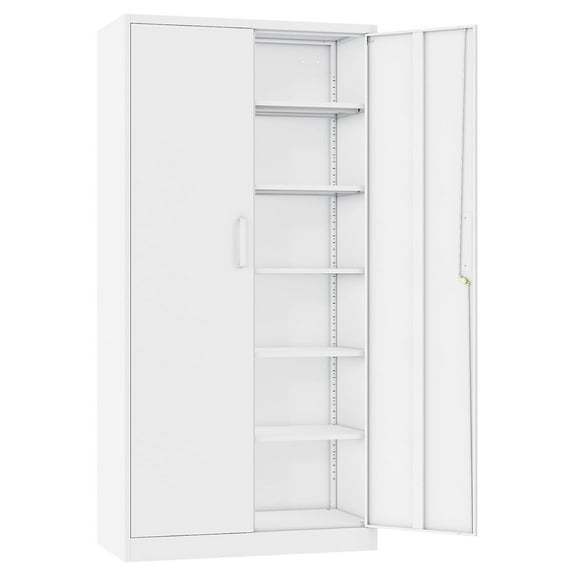 YOSITiuu Metal Garage Storage Cabinet with Doors and Shelves, 71" Multifunctional Garage Storage Closet Large Garage Locker with Adjustable Shelves & Locking Doors Steel Snapit Storage Tall Cabinet