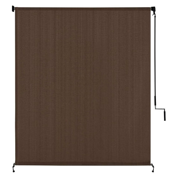 YOSITiuu Outdoor Shade Fabric for Porch Gazebo, Patio Cordless Blinds Roll Up Shade (7' W X 8' L), Mocha