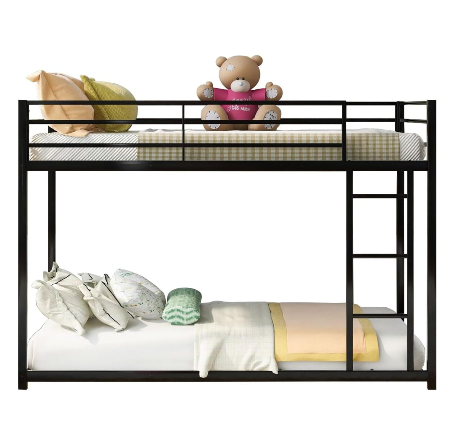 YOSITiuu Over Bunk Bed, Heavy Duty Metal Bunk Bed Frame with Builtin