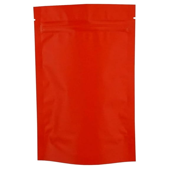 YOSITiuu Pack of 100 Matte Color Stand-Up Mylar Resealable Zipper Pouches (6.3" x 8.6", Matte Flat Red)