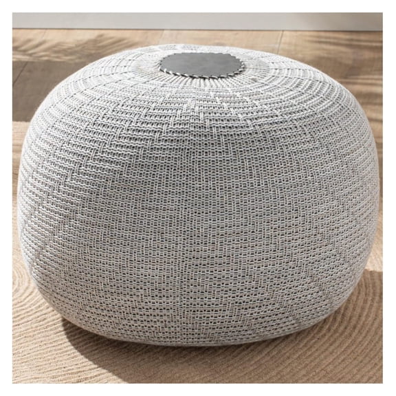 YOSITiuu Pouf Ottoman, Foot Rest, Foot Stool, Poufs for Living Room, Boho Home Decor, Knitted Bean Bag, Knitted Round Ottoman Pouffe 15x20 Inches Gray