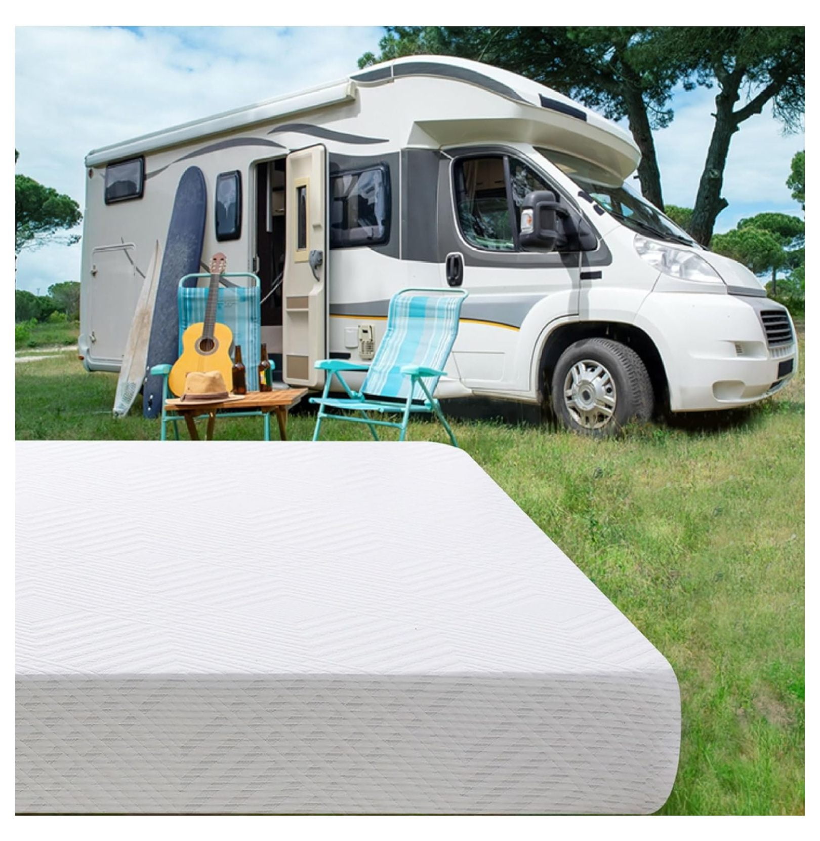 YOSITiuu RV Mattress King, 10 Inch Memory Foam Camper Mattress Fiberglass Bed in a Box Made in