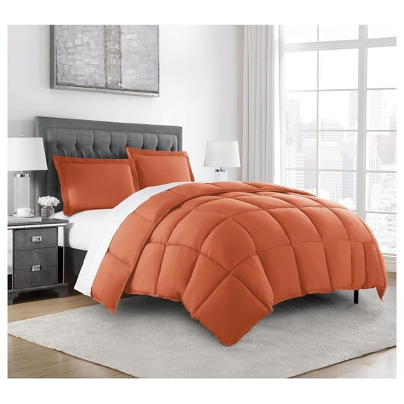 YOSITiuu Rust Orange Down Alternative Comforter King - 3-Piece Lightweight Comforter Set - All Microfiber Comforter Duvet Insert with Corner Tabs