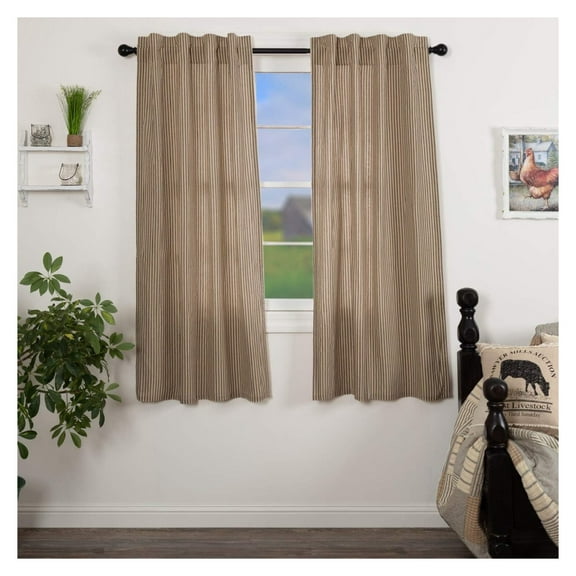 YOSITiuu Sawyer Mill Charcoal Curtain Panel Set Lined 63 Inch Long Drapes Farmhouse Country Stripes Cotton for Living Room