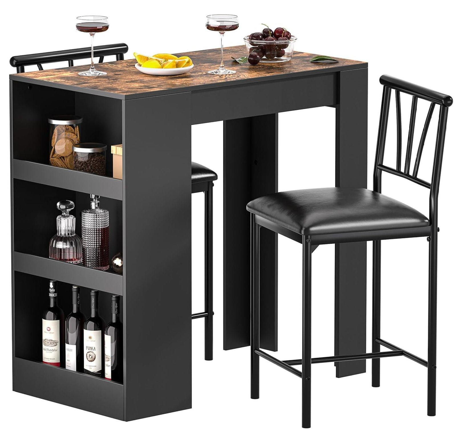 YOSITiuu Small Bar Table and Chairs Tall Kitchen Breakfast Nook with ...