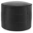 thumbnail image 1 of YOSITiuu Stuffed Leather Round Pouf, Genuine Leather Pouf Ottoman, Handmade Prefilled Hassock Footstool, Moroccan Luxury Foot Rest for Living Room Bedroom Kid Room, 18.9 x 18.9 x 14.6 in, Black, 1 of 7