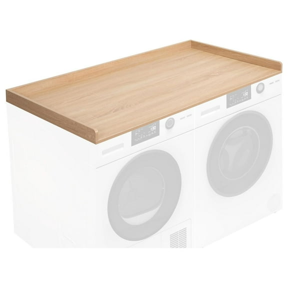 YOSITiuu Washer Dryer 54 inch Countertop with Safety Ledge for Laundry Room Organization, Light Wood, LF-WDCT1C