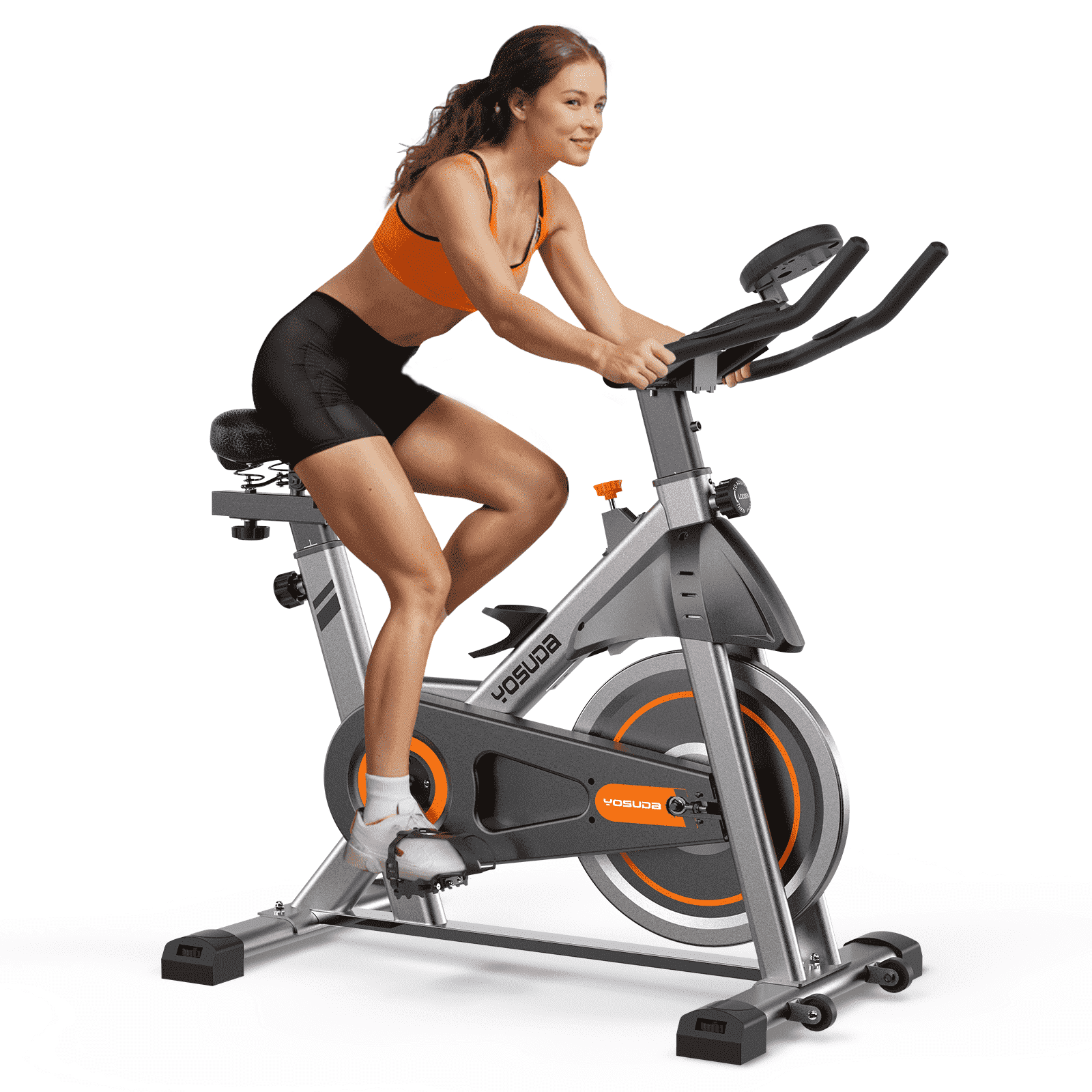 Indoor Exercise Bike Cycling Bike with Comfortable Seat Cushion Yellow+White