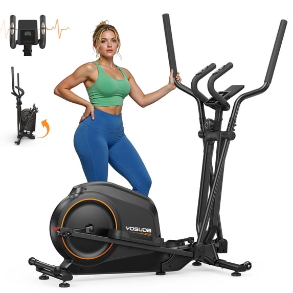 YOSUDA Foldable Elliptical Machines, 16 Resistance Levels Magnetic Elliptical Trainer for Home Gym Cardio with 350 lbs capacity