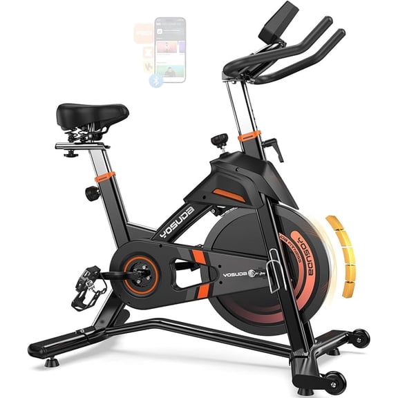 YOSUDA Magnetic Stationary Bike for Home Workout w/ Exclusive App, 400 lbs Capacity & 50 lbs Flywheel, Tablet Cradle, Adjustable Saddle & Handlebars