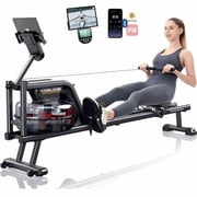 YOSUDA Water Rowing Machine for Home Workouts, 350 lbs Weight Capcity, 16-Level Silent Resistance, Foldable Row Machines with LCD Display