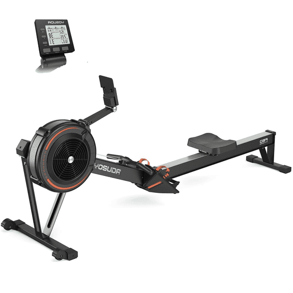 YOSUDA R2 Air Rowing Machine for Home Use, Professional Adjustable Air Resistance Rower with Self-Powered Monitor, 53.7" Slide Rail, Ergonomic Comfort Seat & Easy Vertical Storage
