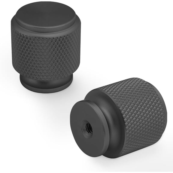 YOSUOPOC 10-Pack Matte Black Cabinet Knobs, Modern Knurled Drawer Pulls for Kitchen & Furniture