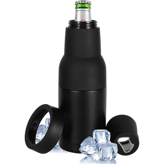 YOSUOPOC 12Oz Stainless Steel Can Cooler & Bottle Insulator, Vacuum Insulated Beer Holder with Built-in Opener, Double Wall Keeps Drinks Cold for 6 Hours, Dishwasher Safe