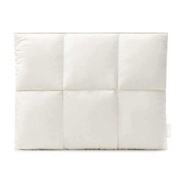 YOSUOPOC 13-14 Inch Puffy Laptop Sleeve Case, Beige Quilted Puffer Sleeve with Magnetic Closure & Waterproof Protection for MacBook Air & Pro