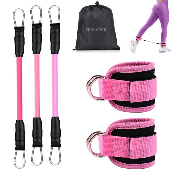 YOSUOPOC Ankle Strap for Cable Machine Padded Adjustable Ankle Cuff for Gym Workouts