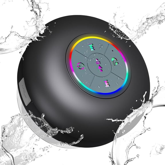 YOSUOPOC Shower Bluetooth Speaker, IPX7 Waterproof Suction Cup Speaker with RGB Lights, Portable Outdoor Speaker