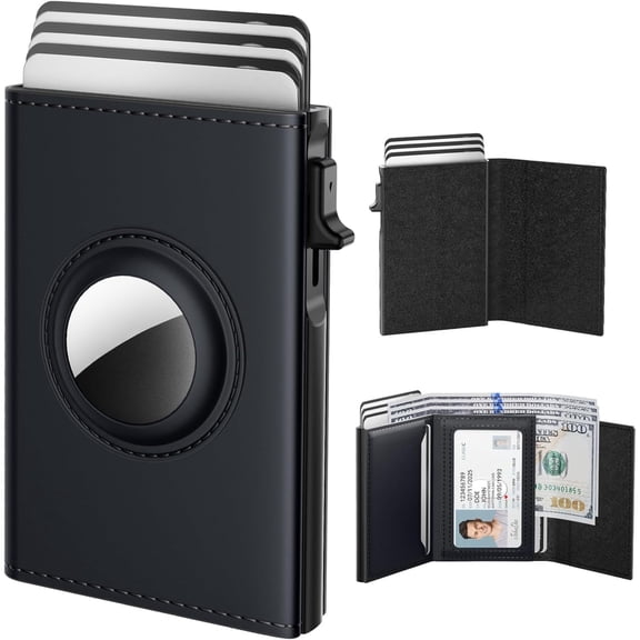 YOSUOPOC Smart Wallet for Men, Genuine Leather RFID Blocking Card Holder with Cash Slot, Slim Minimalist Front Pocket Design