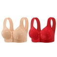 thumbnail image 1 of YOTAMI 2-Pack Bras for Women Front Closure Plus Size Underwear for Lounge Daily Bralette Push Up Seamless Bras Comfort Bra Size 48A, Beige, 1 of 2