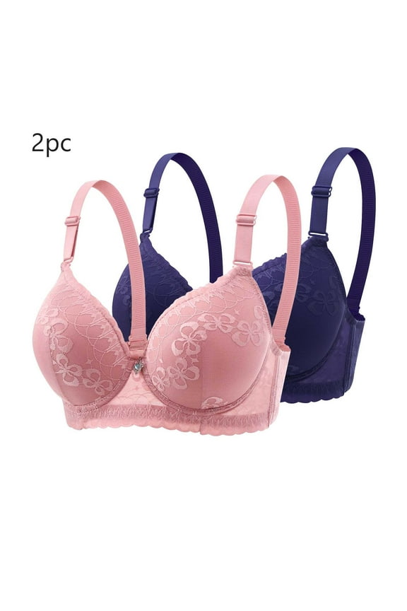 2-Pack Underwire Bras for Women Embroidered Comfort Everyday Underwear for Lounge Push Up Bra Size 36B, Army Green