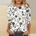 thumbnail image 1 of YOTAMI 3/4 Sleeve Tops for Women Plus Size Crew Neck Summer Casual Blouses Fashion Floral Print Loose Fit Pullover Tops Blouses Khaki, 1 of 5