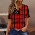 thumbnail image 1 of YOTAMI 4th of July Women's Patriotic T-Shirts Plus Size American Flag Red White Blue Tops Short Sleeve Button V-Neck Independence Day Tops Sizes S-XXXL, 1 of 5