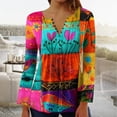 thumbnail image 1 of YOTAMI Button Down Tops for Women Floral Print Ruffled Plus Size Tops for Outdoor Long Sleeve V-Neck Soft Blouses Multicolor XXXXXL, 1 of 5