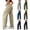 thumbnail image 1 of Yotami Cargo Pants for Women Summer Casual High Waist Pants Solid Color Loose Fit Pant with Multi Pockets Y2K Baggy Streetwear, 1 of 3