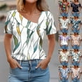 thumbnail image 1 of YOTAMI Plus Size Blouses for Women Short Sleeve Floral Print Graphic T-Shirts for Party V-Neck Summer Loose Clothes Multicolor, Sizes S-3X, 1 of 5