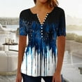 thumbnail image 1 of YOTAMI Plus Size Womens Tops Trendy Casual Fashion Blouses for Party Beach Vacation Short Sleeve Button V-Neck Pleated Floral Print Loose Fit T-Shirts Multicolor, 1 of 4
