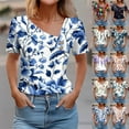 thumbnail image 1 of YOTAMI Plus Size T-Shirts for Women Summer Short Sleeve Graphic T-Shirts for Party Floral Print V-Neck Breathable Shirts Multicolor, Sizes S-3X, 1 of 5