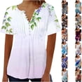 thumbnail image 1 of YOTAMI Plus Size Tops for Women Dressy Casual Loose Fit Blouses Summer Ruffled Floral Print Short Sleeve Button V-Neck T-Shirts Multicolor, 1 of 5