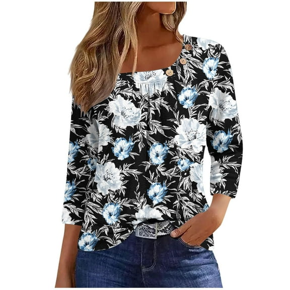 Fatuov Plus Size Tops for Women Under $5 Short Sleeve Crew Neck Blouses Dressy Casual Tops T-shirts for Summer Beach Party