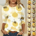 thumbnail image 1 of YOTAMI Summer Tops for Women Plus Size Crew 3/4 Sleeve Shirts Neck Sunflower Print Loose T Shirts Blouses Yellow, 1 of 5