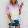 thumbnail image 1 of YOTAMI Tie Dye Shirts Women Summer Plus Size Clothes V-Neck Short Sleeve Blouses Trendy Casual Funny Graphic T Shirts Gray, 1 of 5