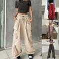 thumbnail image 1 of YOTAMI Cargo Pants for Women High Waist Casual Pants Solid Color Trousers Loose Fit Y2K Baggy Streetwear with Multi Pockets, 1 of 3