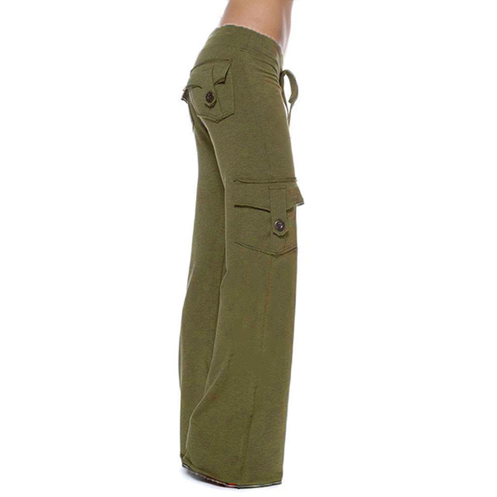 YOTAMI Women's High Waist Casual Workout Wide Leg Cargo Pants with