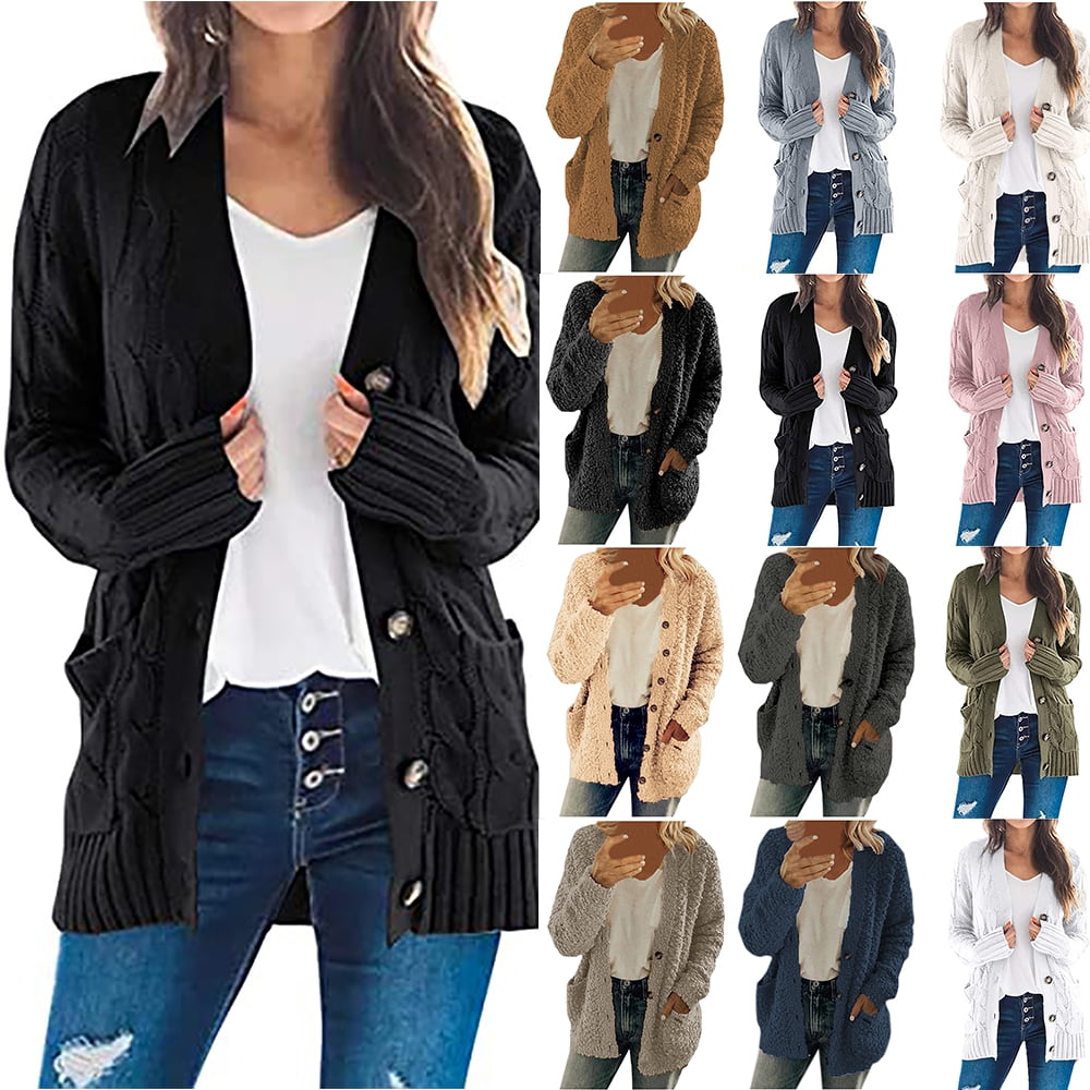 YOTAMI Women's Knit Cardigan Sweaters 2023 Winter Oversized Long Sleeve SingleBreasted Casual